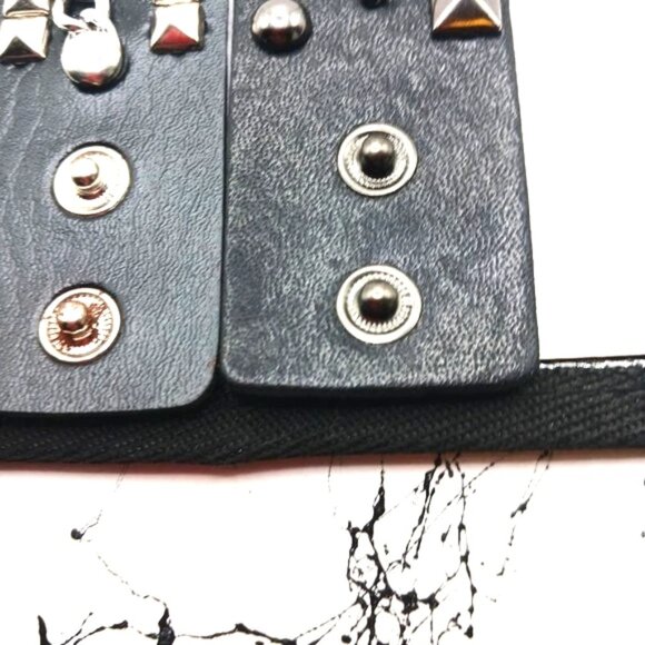 Goth Black Stud and Chain vegan Leather Bracelet Unisex -Black- Lot of 2 New - Picture 8 of 11